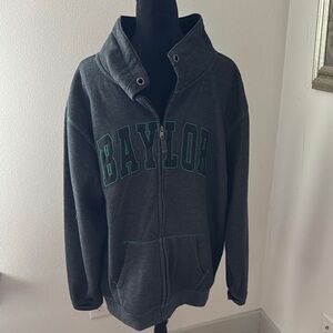 Baylor University gray full front zipper sweatshirt jacket men’s Sz XL